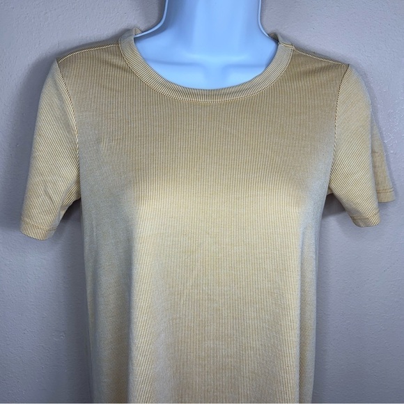 XS BCBGENERATION MUSTARD YELLOW WHITE STRIPED TUNIC TOP STRETCH - Picture 5 of 10